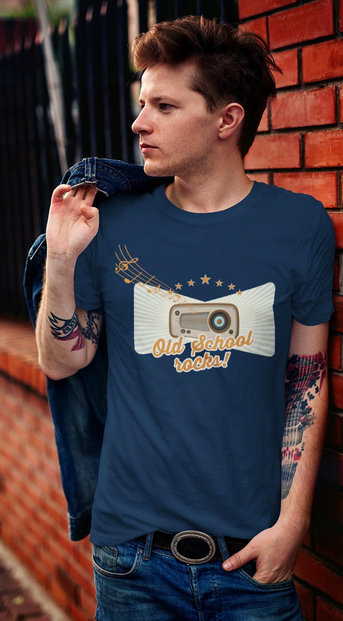 Retro-Vintage-T-Shirt-Old-School-Radio-Music