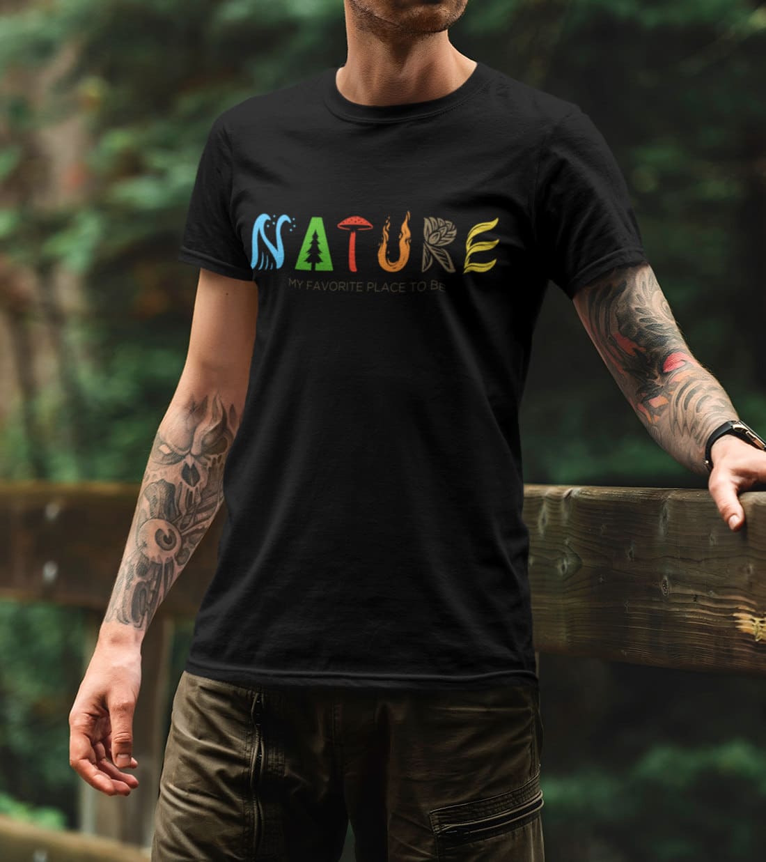 Wandern-T-Shirt-Nature-in-Typo-my-favorite-place-to-be