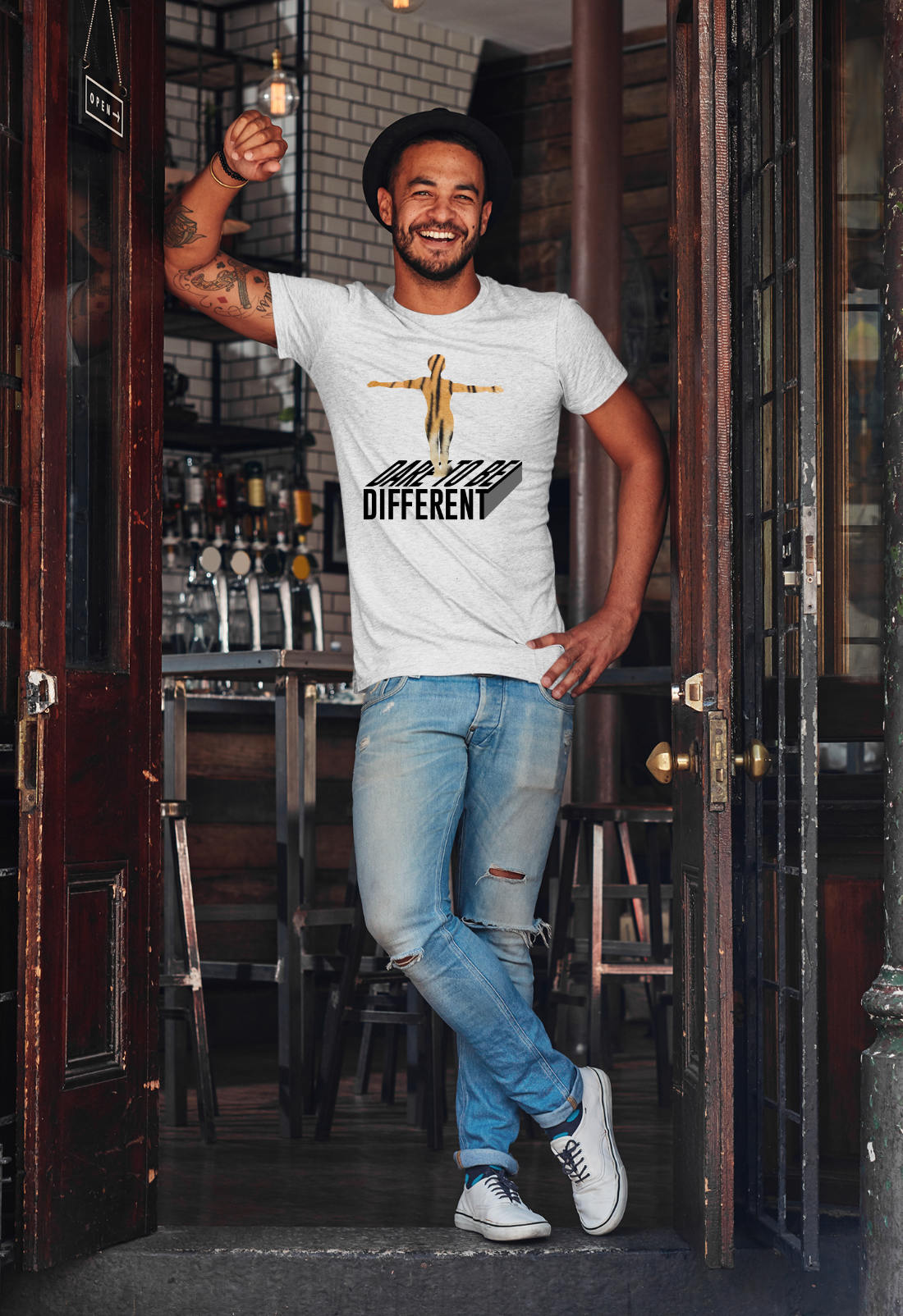 Slide-Ausgefallene-T-Shirts-Herren-Dare-to-be-different