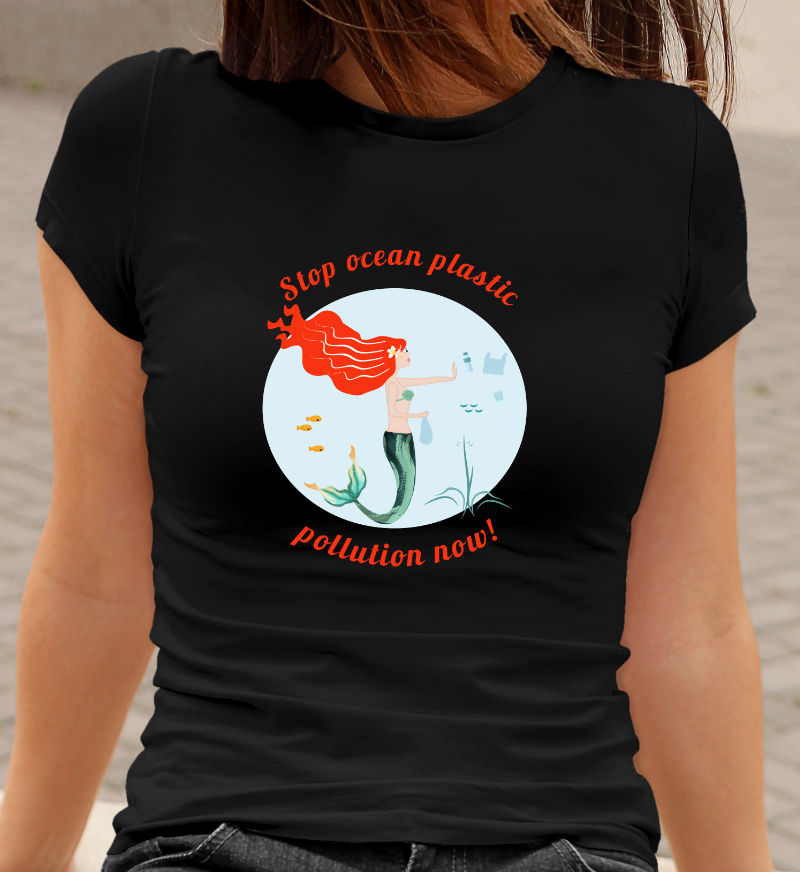 Umwelt-T-Shirt Meerjungfrau-mermaid-Stop-ocean-plastic