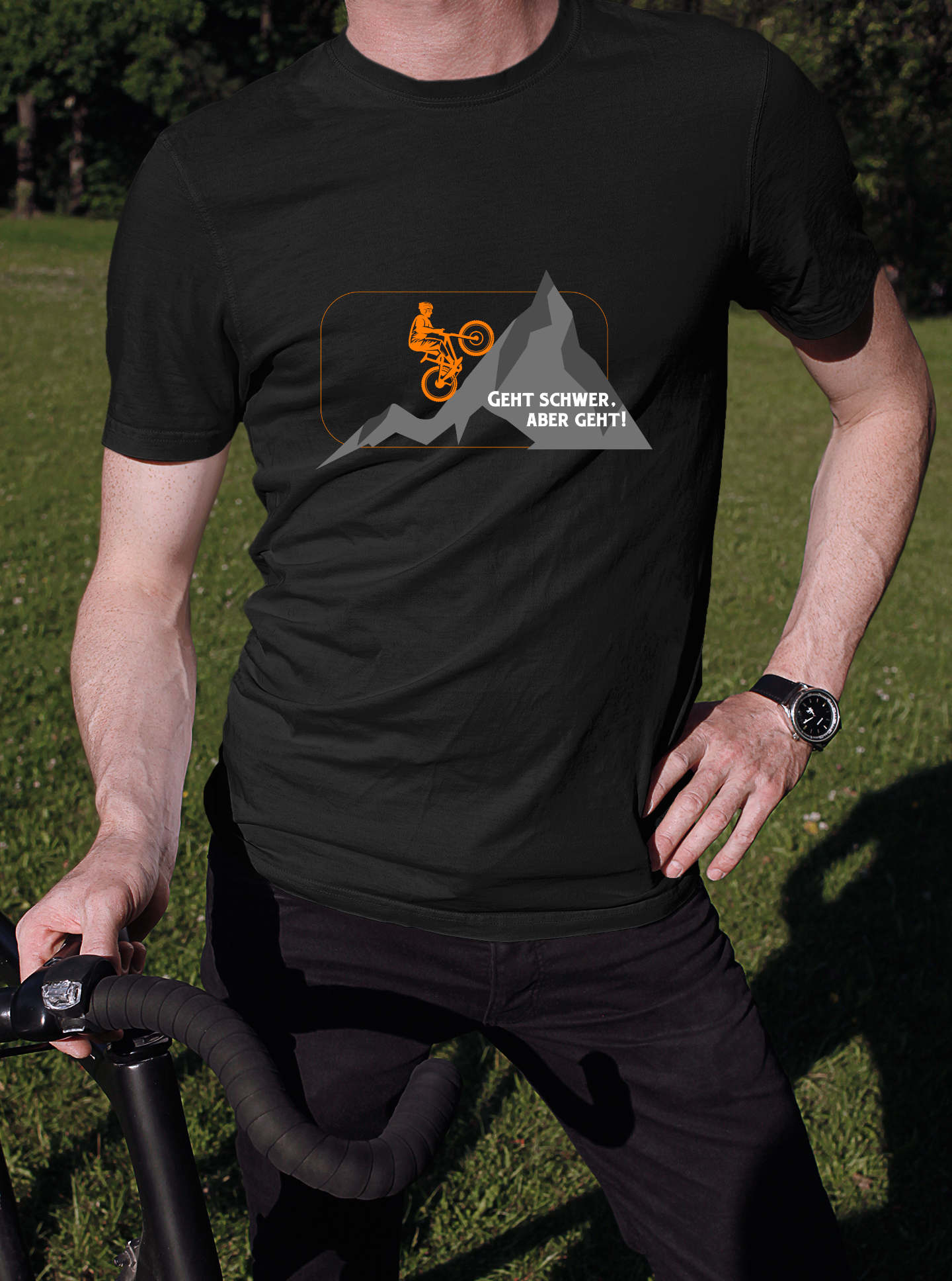 Fahrrad-T-Shirts-Geht-schwer-Uphill