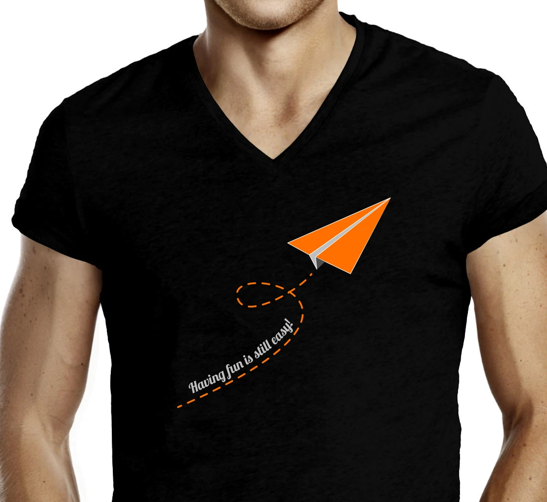T-Shirt-Herren-Papierflieger-orange