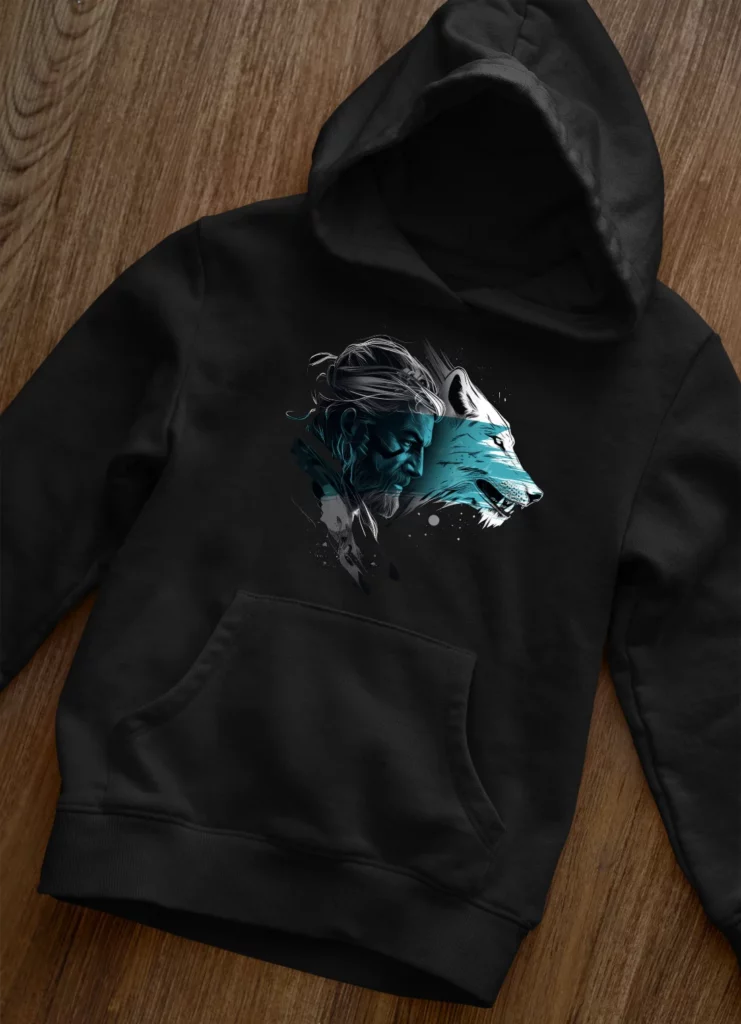 Wikinger-Hoodie-Krieger-mit-Wolf