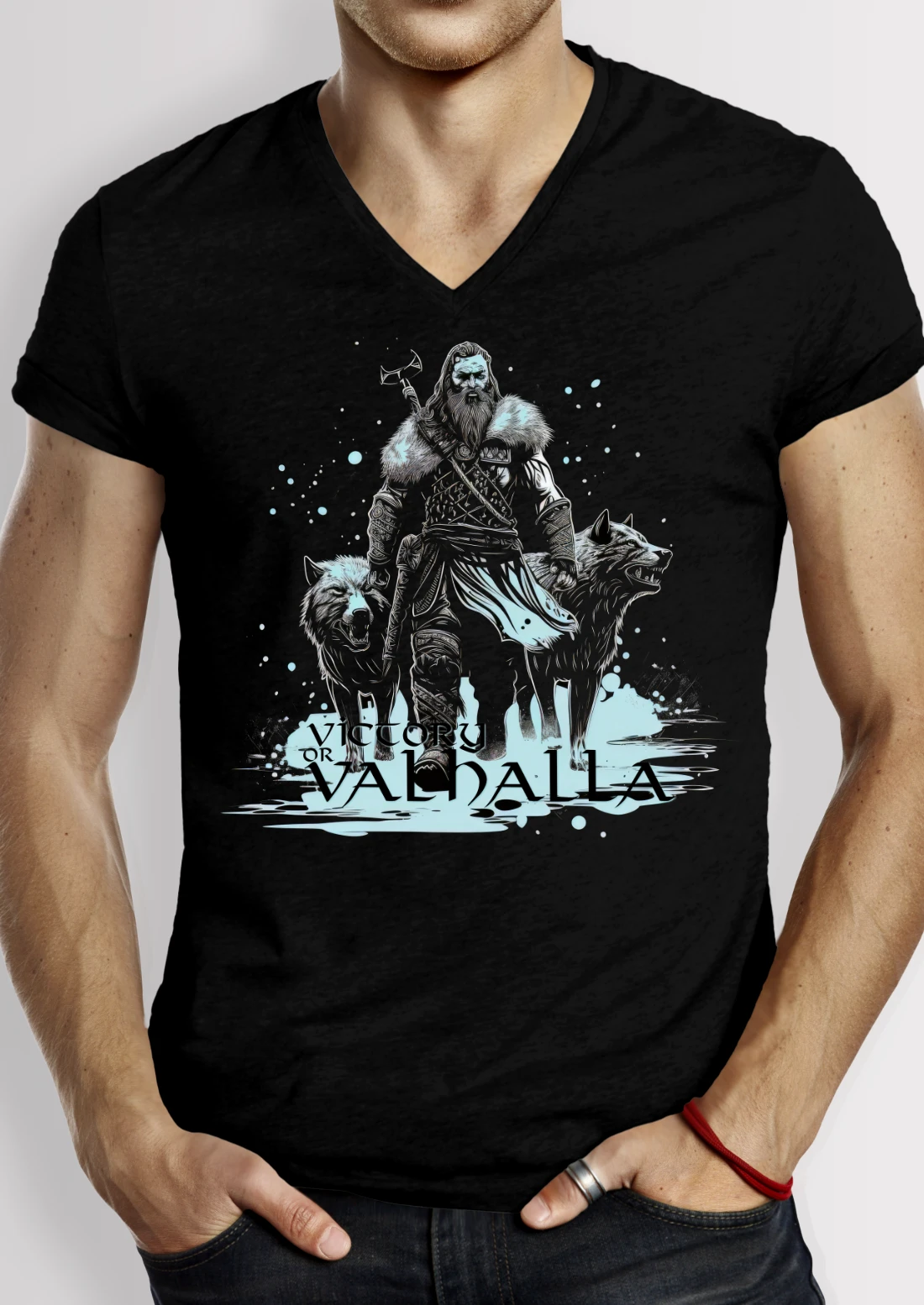 Wikingershirt Krieger mit Wölfen