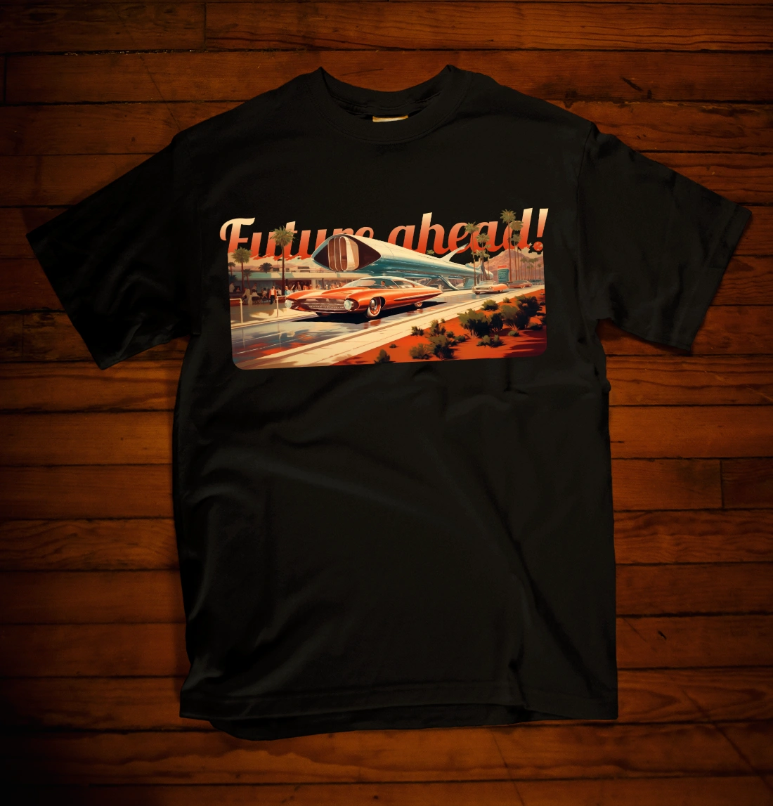 Retro-T-Shirt mit 50er Jahre Design - Space-Car-Future1950