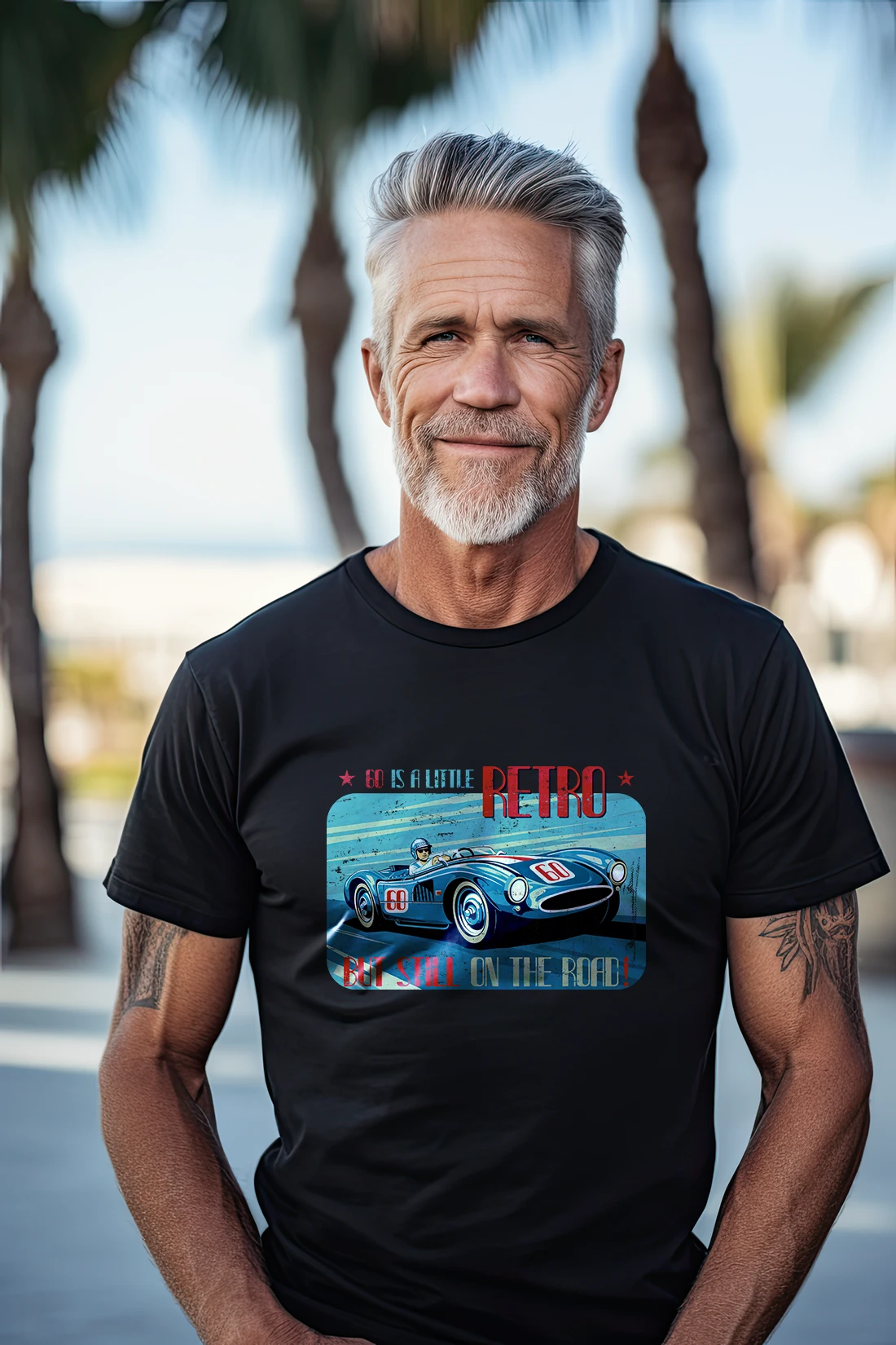 Man mit tshirts-60-Geburtstag-Rennwagen-Racecar