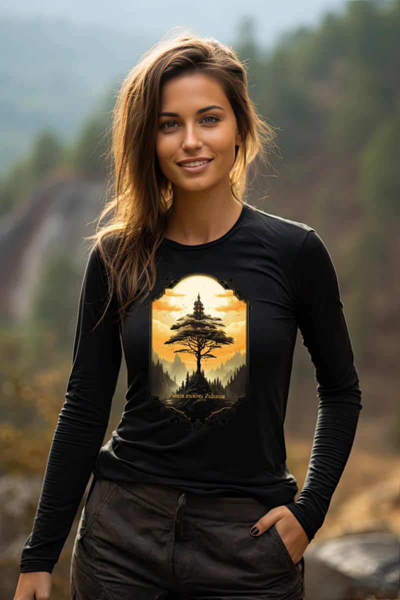 Frau mit Wandern-T-Shirt-mein-zweites-zuhause