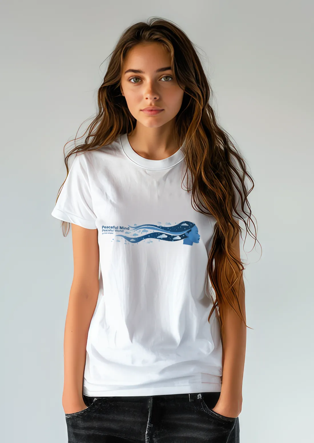 ausgefallenes-T-Shirt-Peaceful-mind-peaceful-world